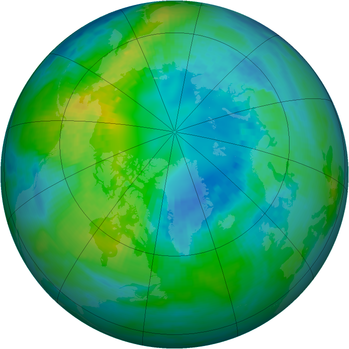 Arctic ozone map for 17 October 1989